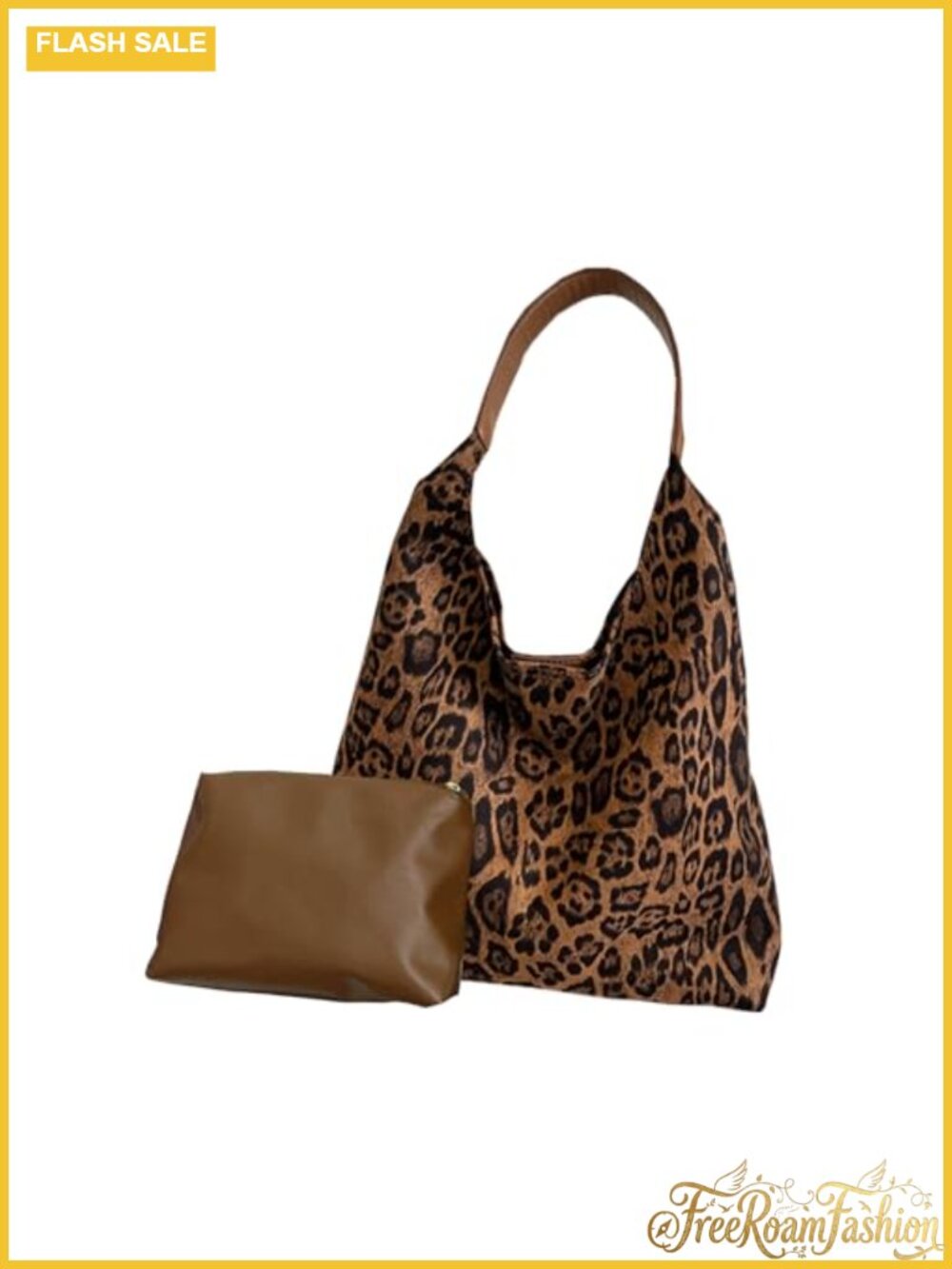 Suede Leopard Tote Bag for Women Hobo Handbag Wide Strap Magnetic Closure
